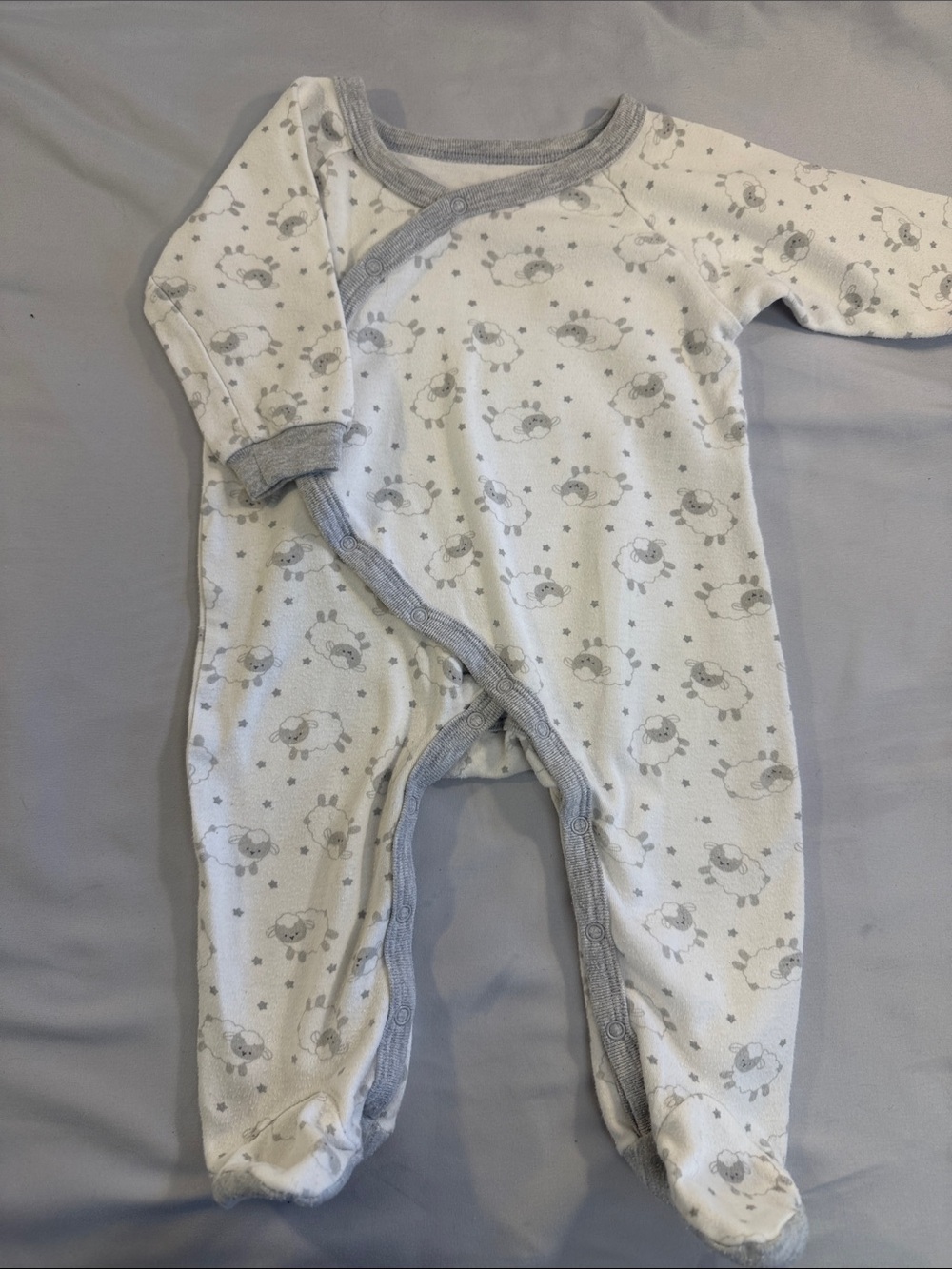 Fisher-Price White and Gray Sheep Footed One-Piece